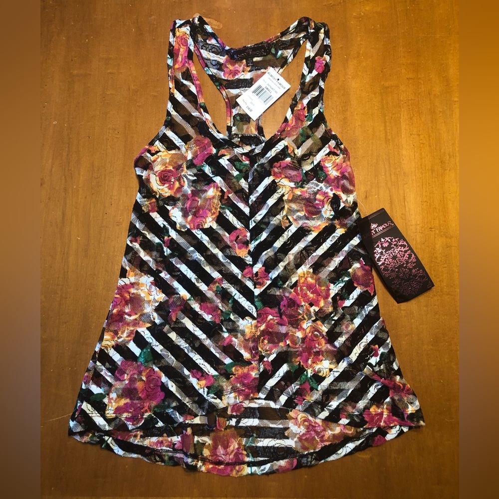 Almost Famous Floral Sheer Tank Top